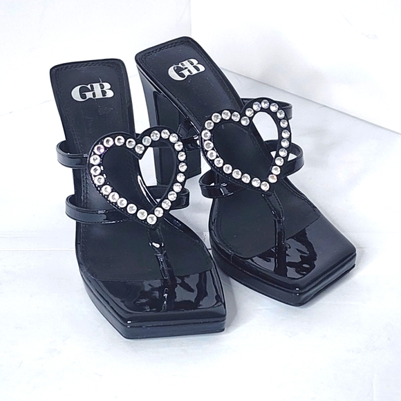 Gianni Bini Heart Break Black Patent Leather Heels Size 8 - Picture 2 of 8